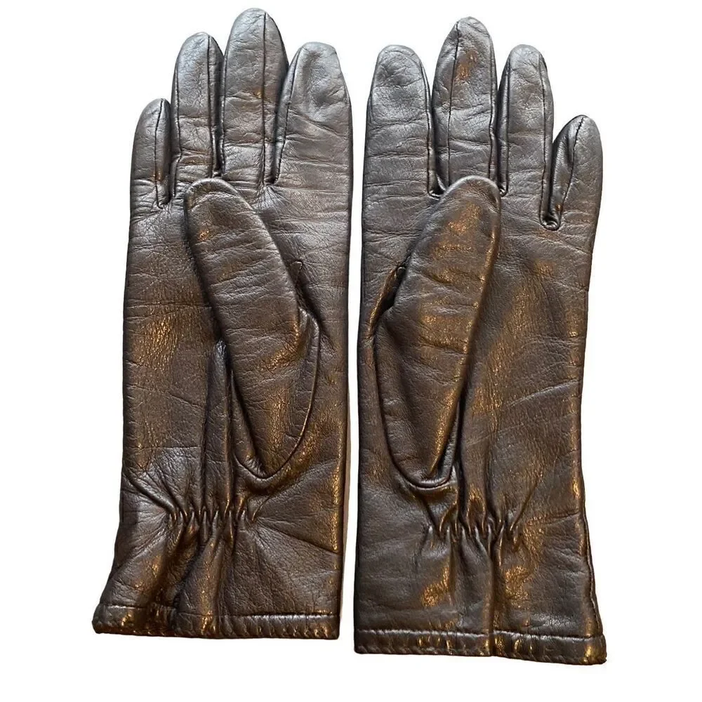 Black leather women’s gloves acrylic lining size small
